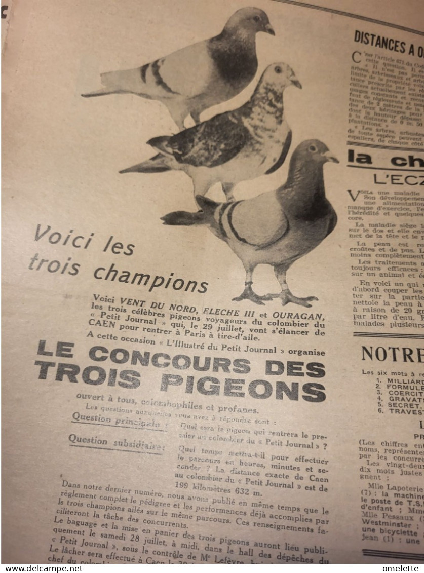 P J 34 /BAL 14V JUILLET /RADIUM MARIE CURIE /LYON JACQUARD /BILBOQUET /POITRIMOL  CORIEM /PIGEONS VOYAGEURS CONCOURS - Le Petit Journal