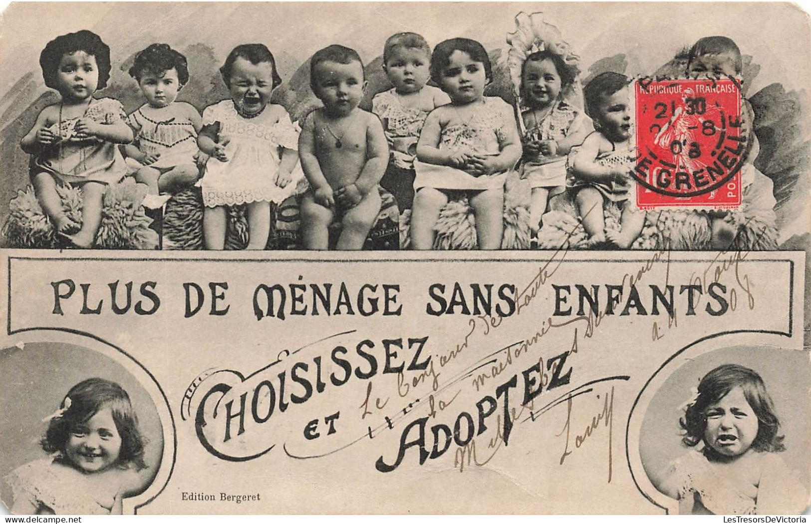 ENFANTS - Groupes D'enfants - Plus De Ménage Sans Enfants - Choisissez Et Adoptez - Carte Postale Ancienne - Children And Family Groups