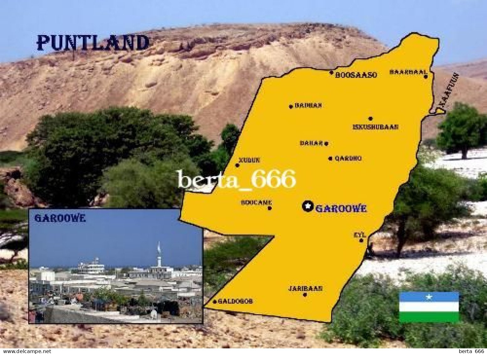 Somalia Puntland Map New Postcard * Carte Geographique * Landkarte - Somalie