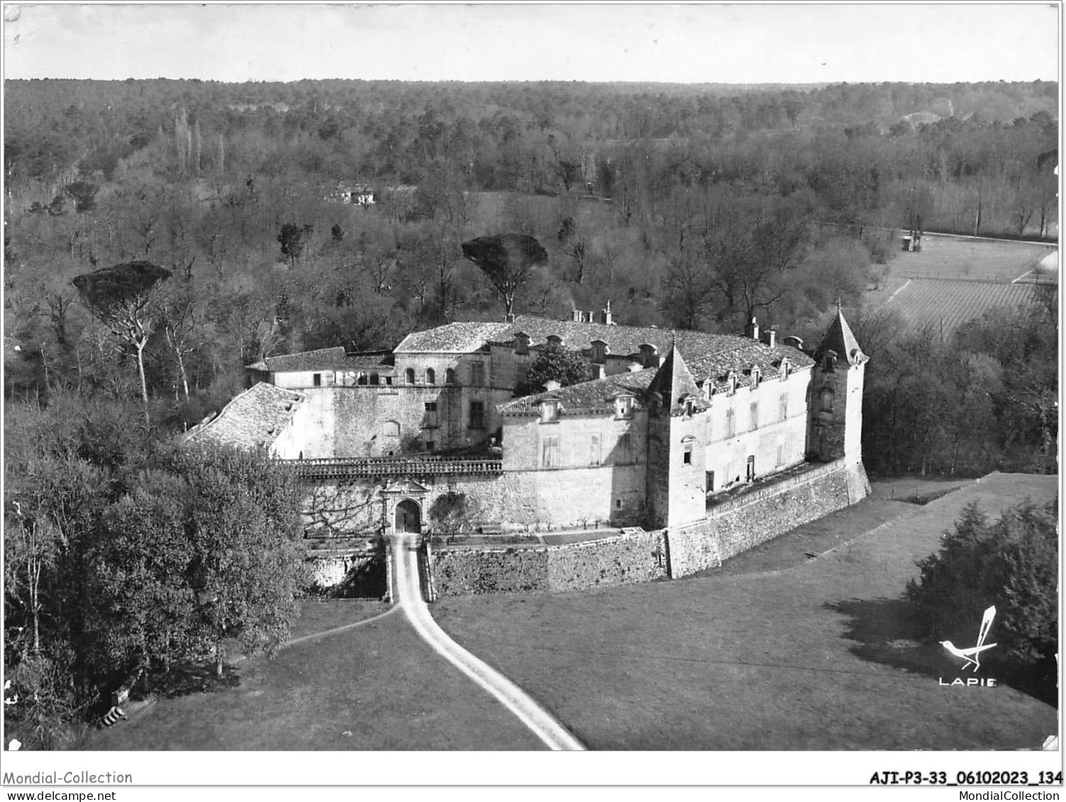 AJIP3-33-0263 - En Avion Au-dessus De - Château De Cazeneuve - Début Du 17e Siècle - Par PRECHAC - Gironde - Langon