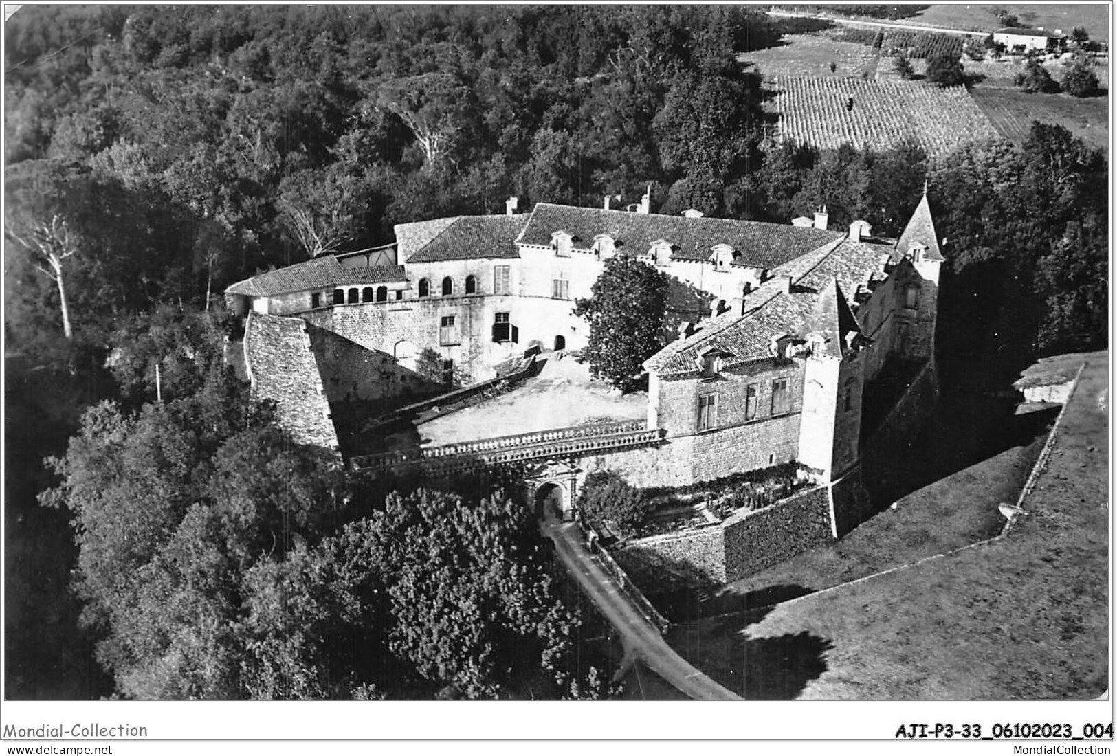 AJIP3-33-0198 - En Avion Au-dessus De Château De Cazeneuve - Début 17e Siècle - Par PRECHAC - Gironde - Langon