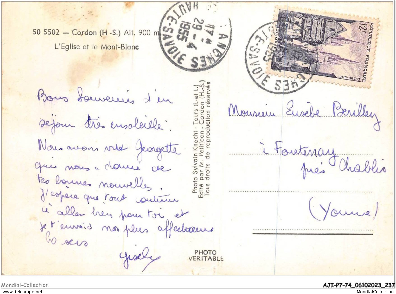 AJIP7-74-0791 - CORDON - Haute-savoie - L'église Et Le Mont-blanc - Bonneville