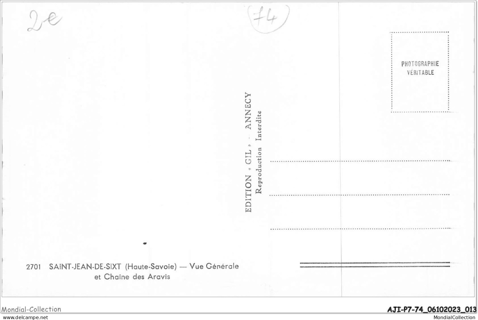 AJIP7-74-0679 - SAINT-JEAN-DE-SIXT - Vue Générale Et Chaine Des Aravis - Saint-Jean-de-Sixt
