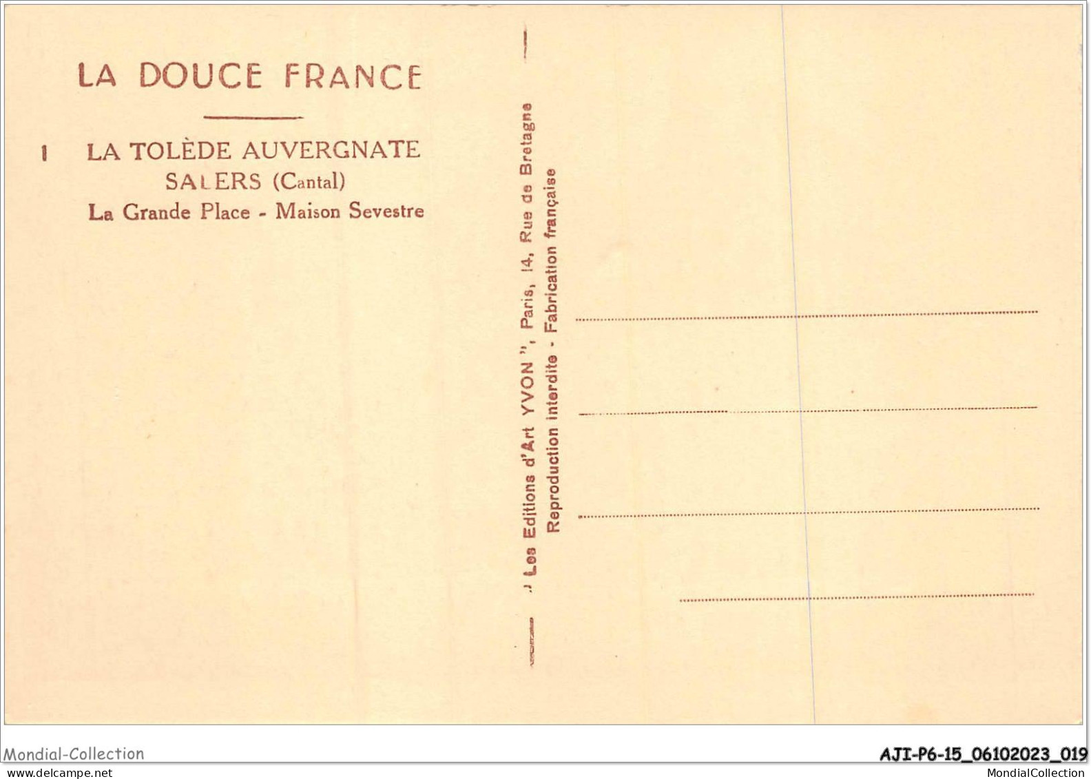 AJIP6-15-0561 - La Douce France - La Tolède Auvergnate - SALERS - Cantal - La Grande Place - Maison Sevestre - Mauriac
