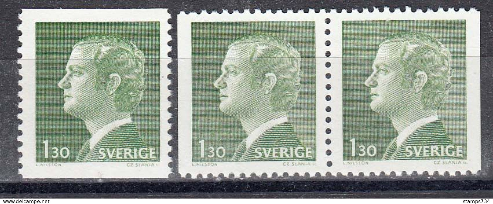 Schweden 1976 - Koenig Carl XVI, Mi-Nr. 935xADl/Dr+935yA, MNH** - Nuovi