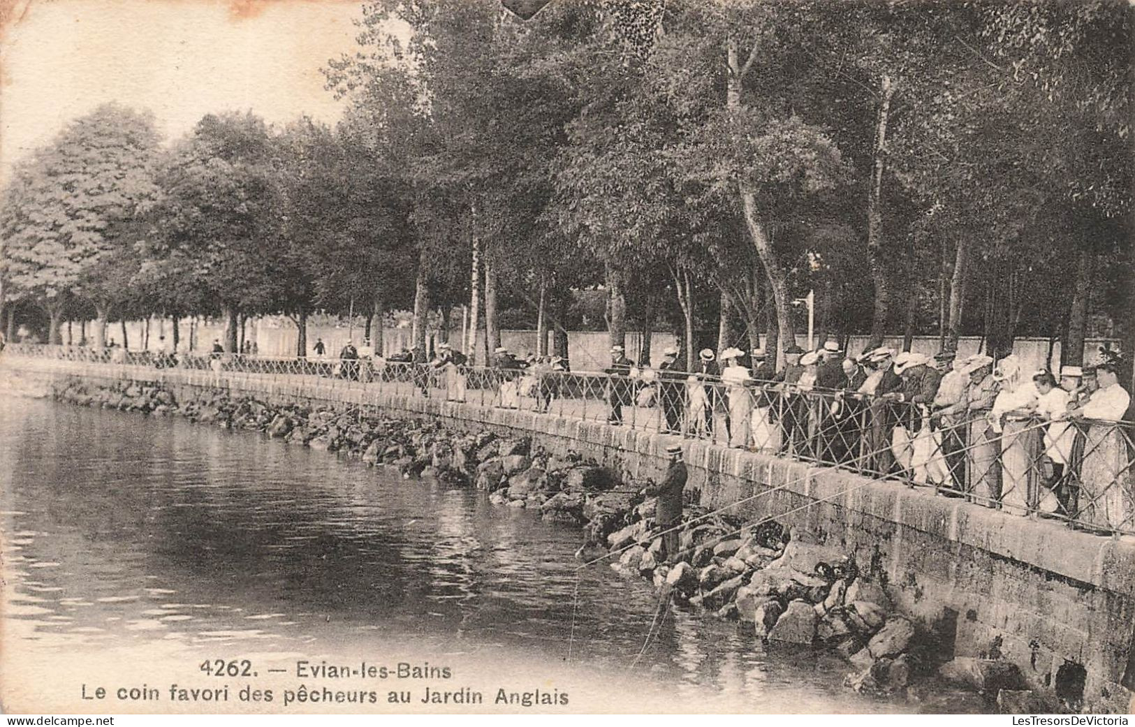 FRANCE - Evian Les Bains - Le Coin Favori Des Pêcheurs Au Jardin Anglais - Animé - Carte Postale Ancienne - Evian-les-Bains