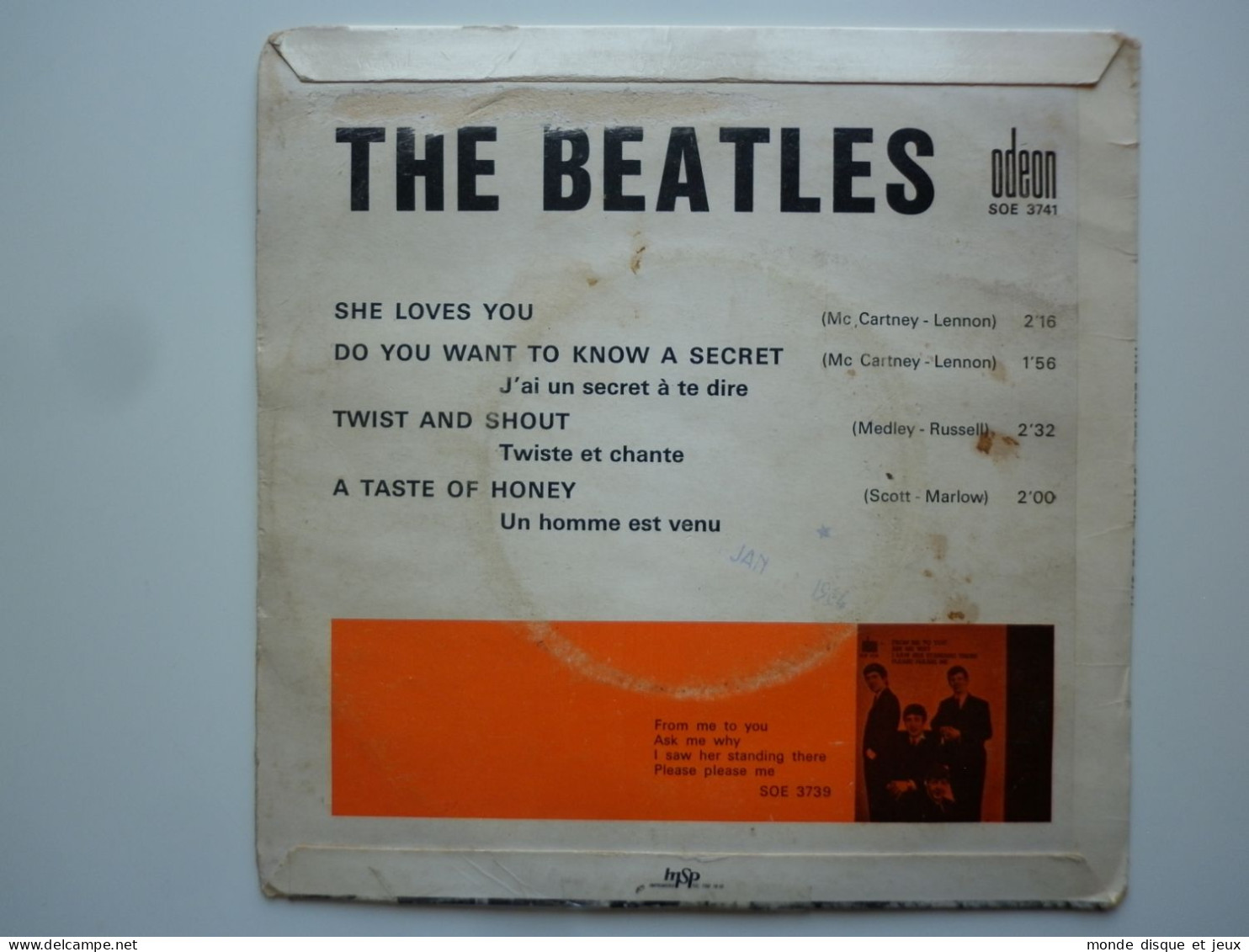 The Beatles 45Tours EP Vinyle She Loves You / Do You Want To Know Label Bleu - 45 Rpm - Maxi-Single