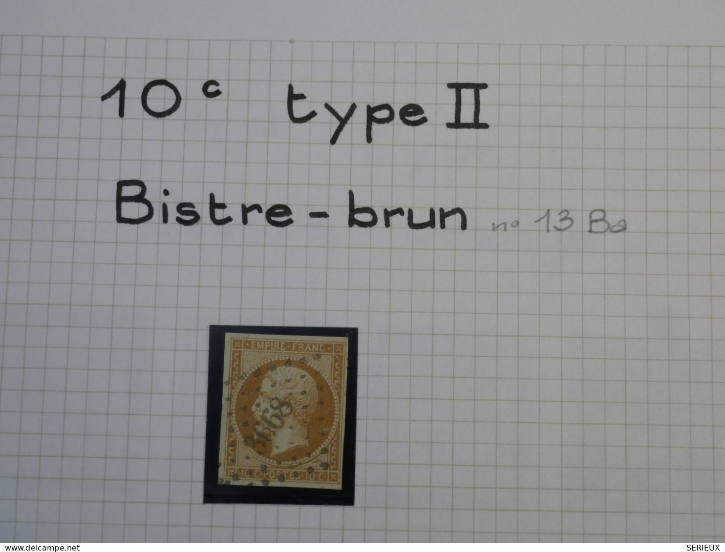 DM 16 FRANCE BELLE PAGE . N°13  BISTRE +BRUN    + VU BEHR .DISPERSION COLLECTION++ - 1853-1860 Napoléon III.