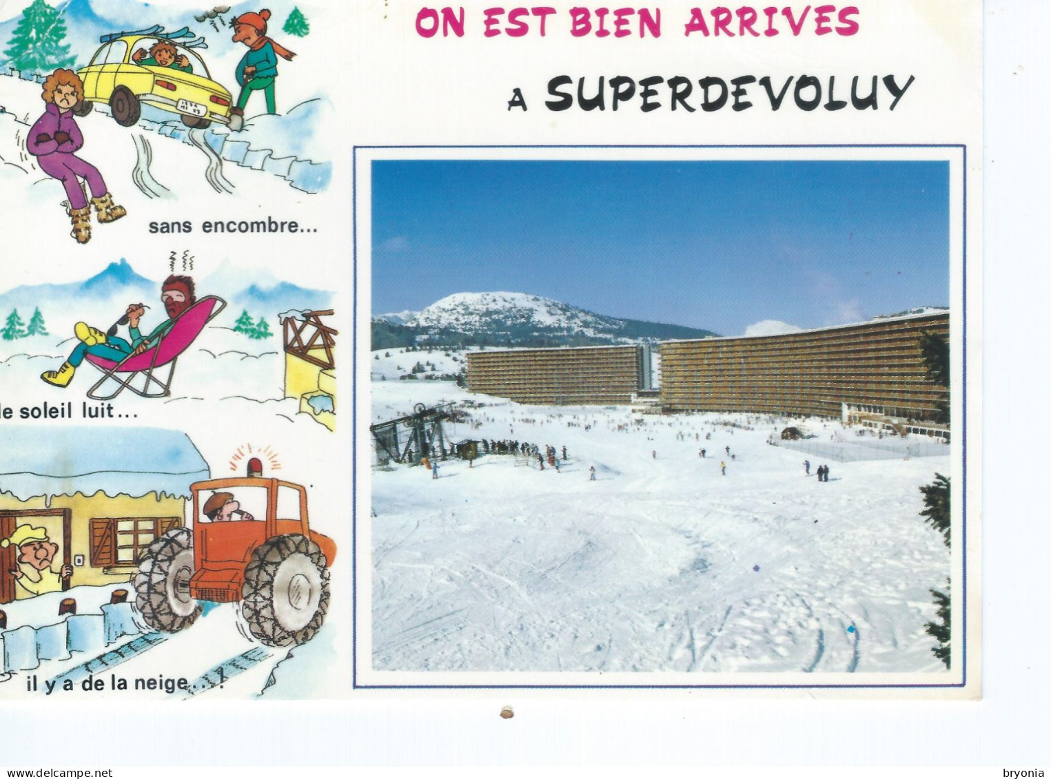CPM Humoristique  -05- SUPERDEVOLUY -  " On Est Bien Arrivés" TBE 1977 - Saint Etienne En Devoluy
