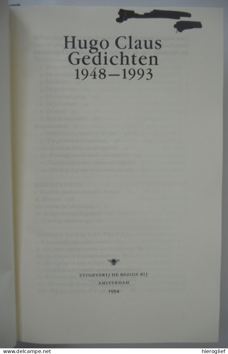 HUGO CLAUS - Gedichten 1948-1994 / ° Brugge + Antwerpen - De Bezige Bij - Poetry