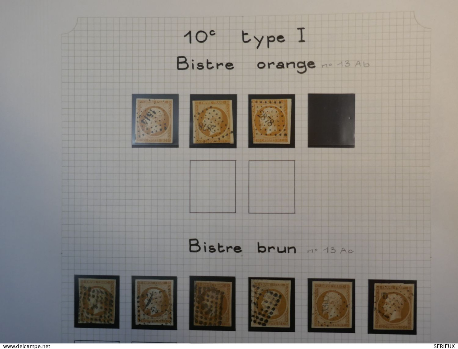 DM 16 FRANCE BELLE PAGE . N°13  BISTRE ORANGE +BRUN    + VU BEHR .DISPERSION COLLECTION++ - 1853-1860 Napoleon III