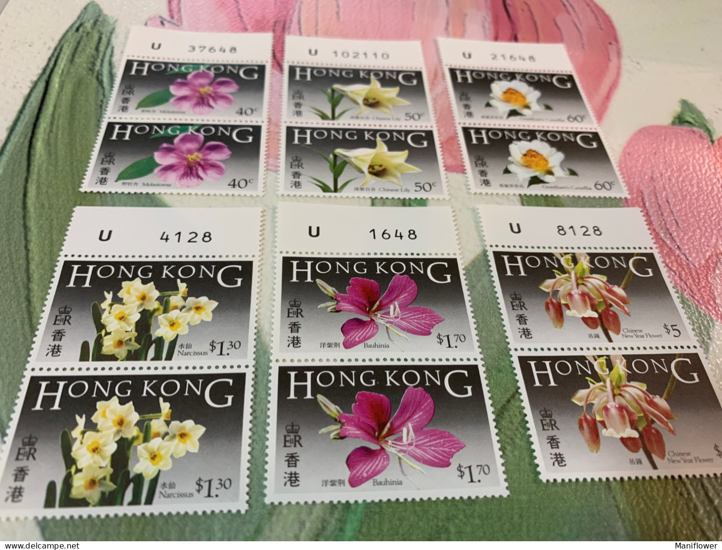 Hong Kong Stamp Flowers 6 Values MNH Pair With Nos., - Ungebraucht