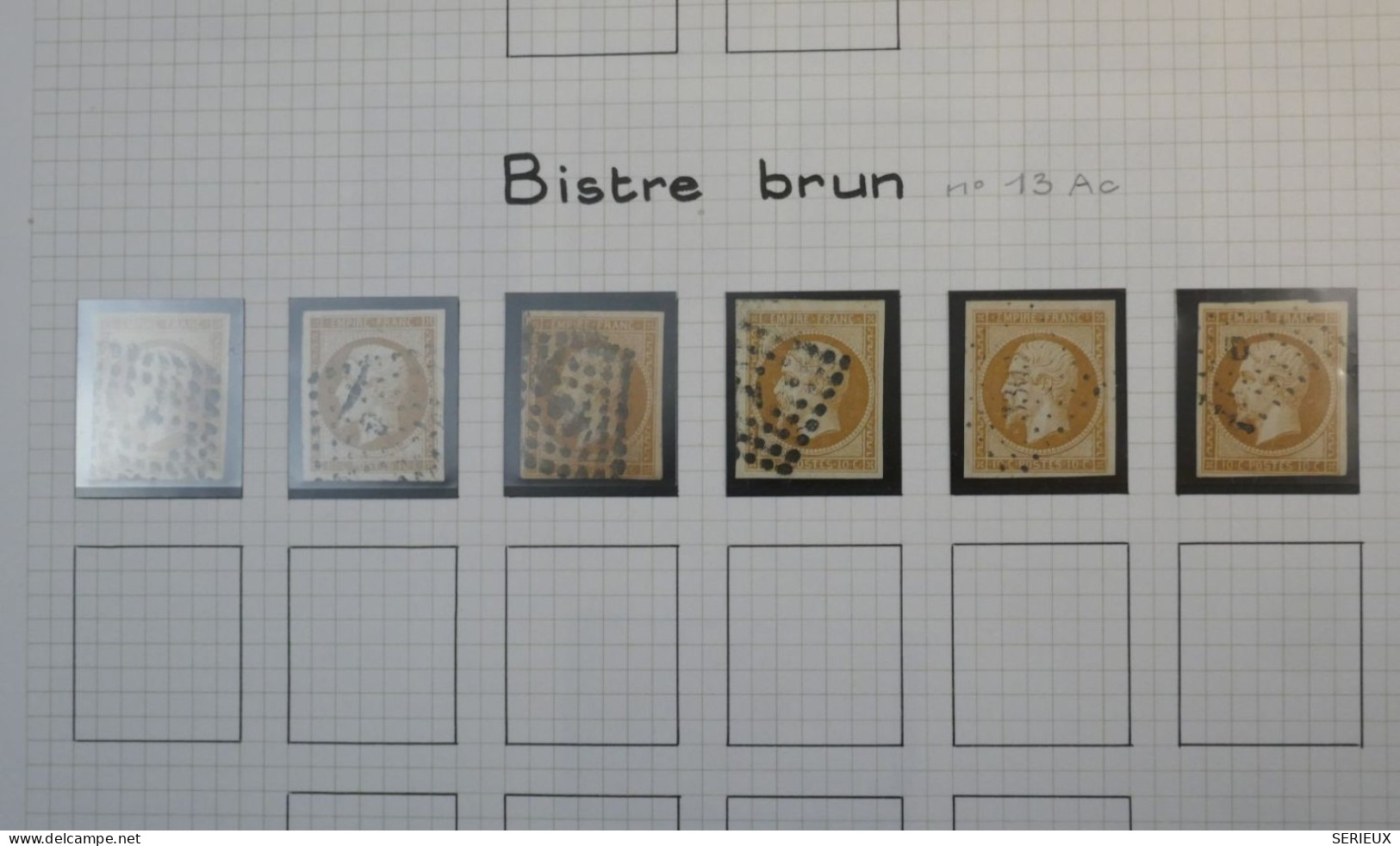 DM 16 FRANCE BELLE PAGE . N°13  BISTRE BRUN    + VU BEHR .DISPERSION COLLECTION++ - 1853-1860 Napoléon III.