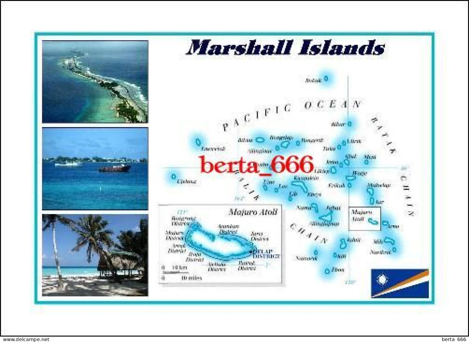 Marshall Islands Map New Postcard * Carte Geographique * Landkarte - Marshalleilanden