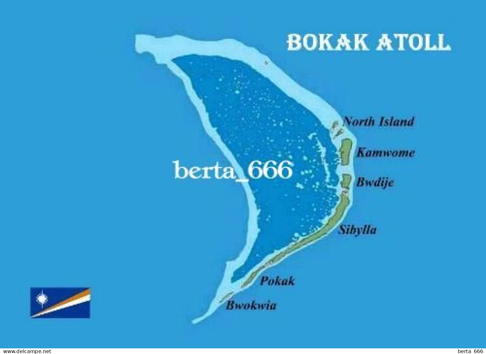 Marshall Islands Bokak Atoll Map New Postcard * Carte Geographique * Landkarte - Islas Marshall