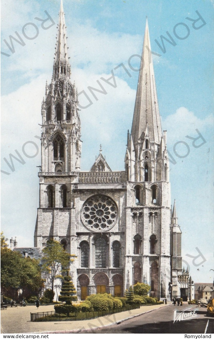 CARTOLINA  C7 EURE-ET-LOIRE,CENTRE-VAL DE LOIRE,FRANCIA-LA FACADE PRINCIPALE DE LA CATHEDRALE-VIAGGIATA 1964 - Centre-Val De Loire