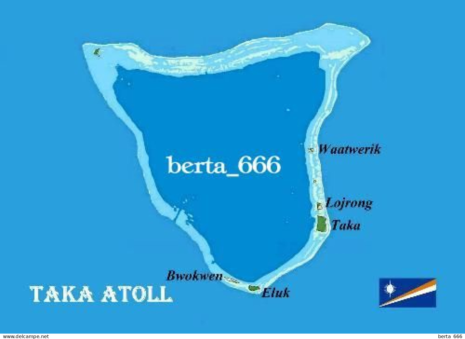 Marshall Islands Taka Atoll Map New Postcard * Carte Geographique * Landkarte - Marshall