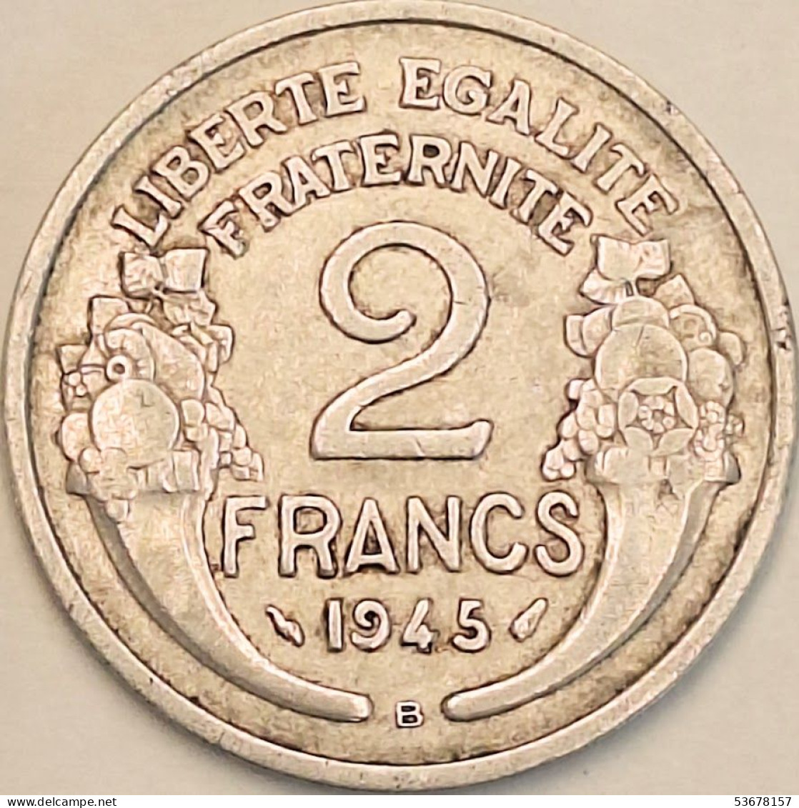 France - 2 Francs 1945 B, KM# 886a.2 (#4114) - 2 Francs