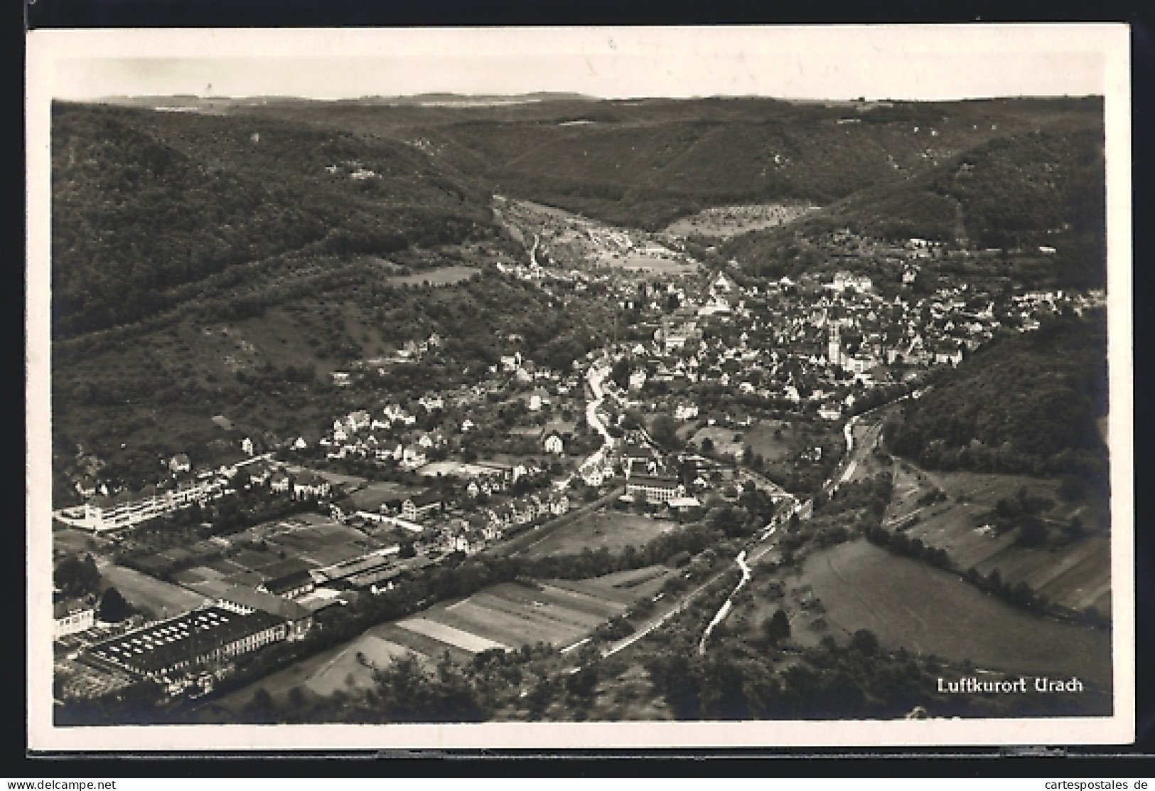 AK Bad Urach, Gesamtansicht, Fliegeraufnahme  - Bad Urach