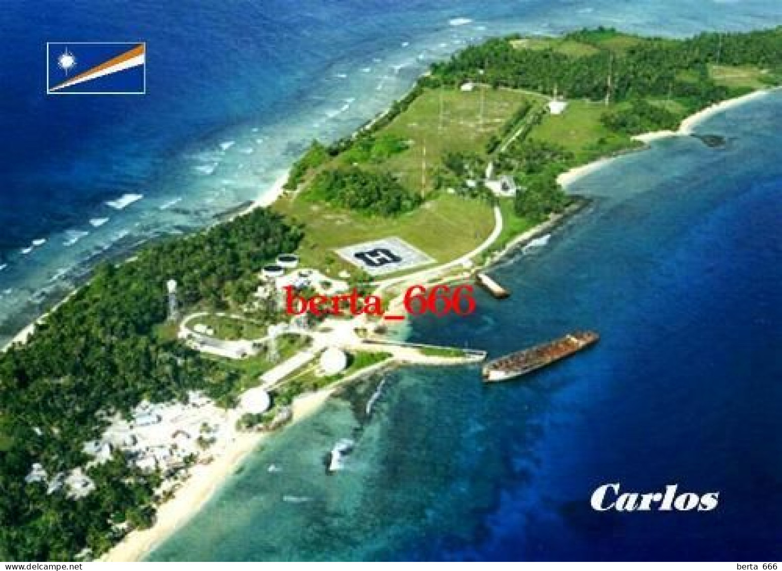 Marshall Islands Carlos Aerial View New Postcard - Marshall