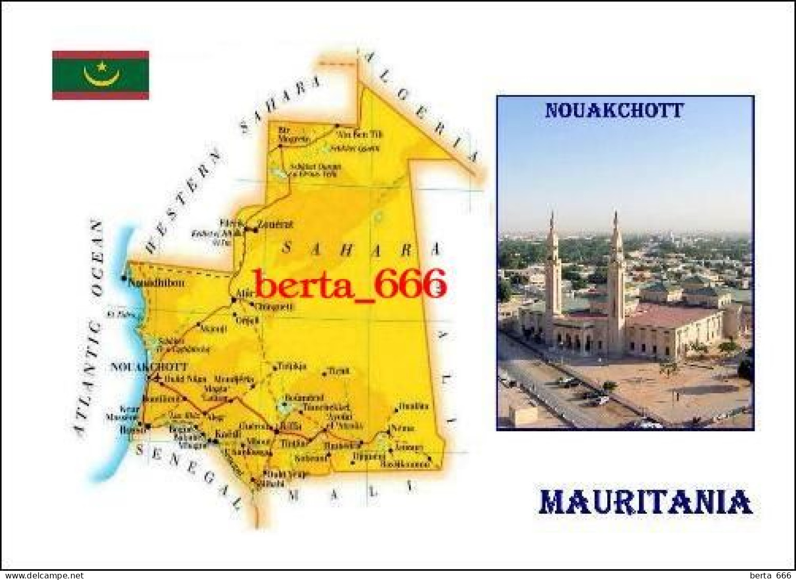 Mauritania Country Map New Postcard * Carte Geographique * Landkarte - Mauritania