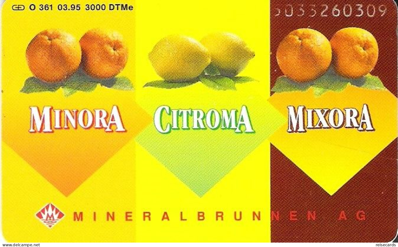 Germany: O 361 03.95 Mineralbrunnen AG, Minora-Citroma-Mixora - O-Series: Kundenserie Vom Sammlerservice Ausgeschlossen