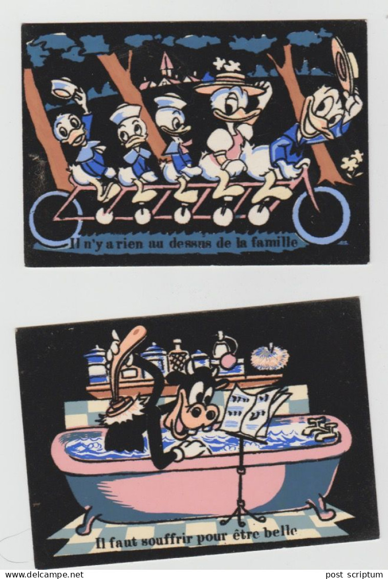 Thème -  Disney - 2 Cartes Feutrées - Donald + Clarabelle - Altri & Non Classificati