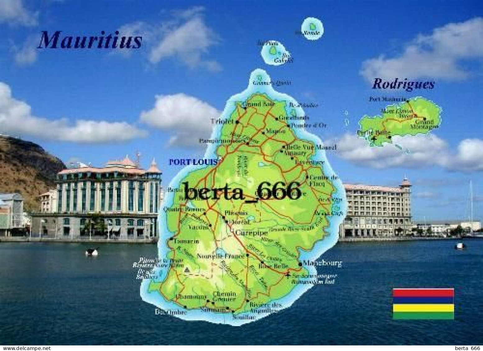 Mauritius Country Map New Postcard * Carte Geographique * Landkarte - Maurice