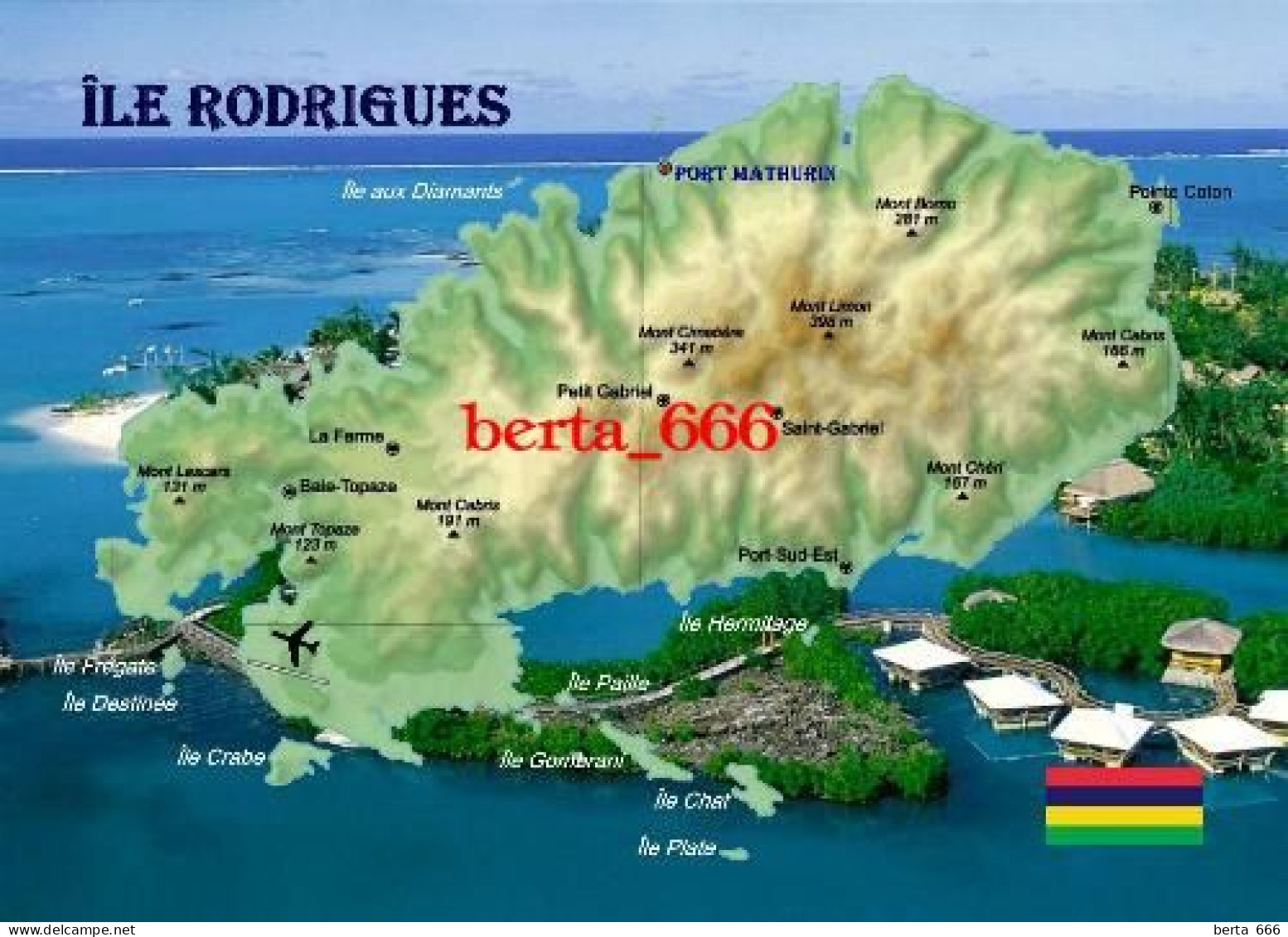 Mauritius Rodrigues Island Map New Postcard * Carte Geographique * Landkarte - Maurice