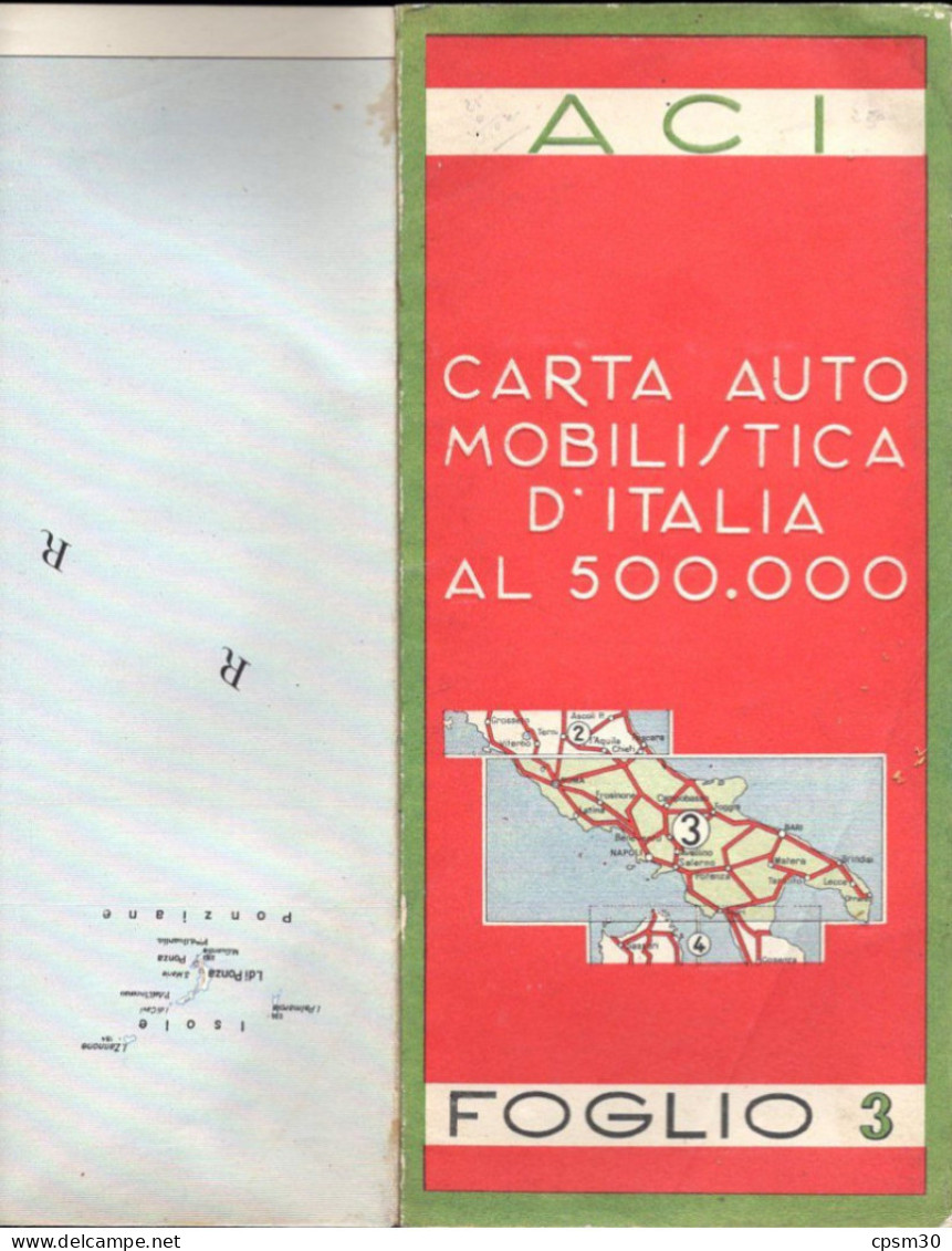 Carte Routière Italie Carta Auto Mobilistica Al 500 000 Touring Club Italiano Foglio 3, Pub AGIP, Mobilier Orma - Cartes Routières