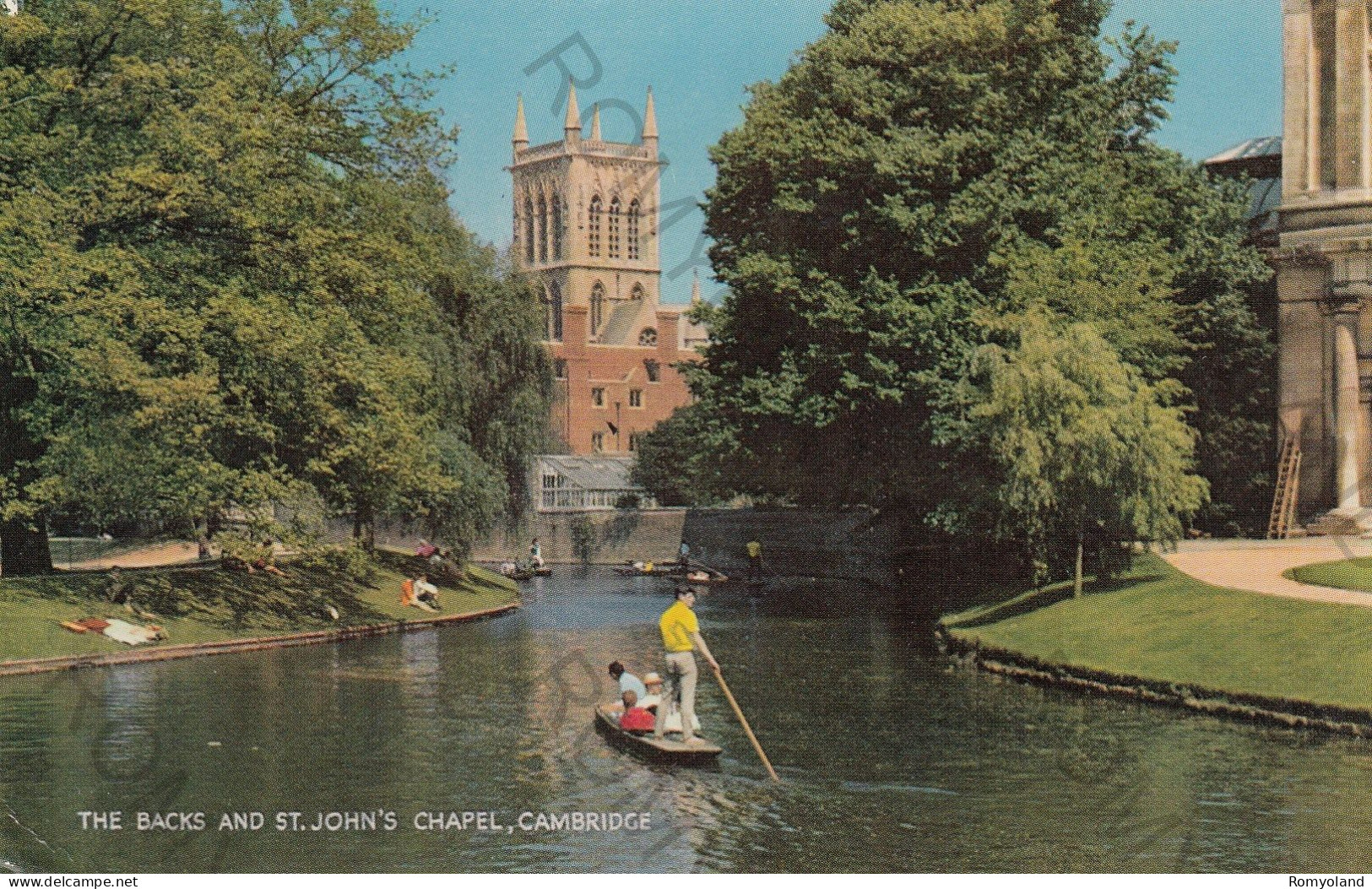 CARTOLINA  C7 CAMBRIDGE,CAMBRIDGESHIRE,INGHILTERRA,REGNO UNITO-THE BACKS AND ST.JOHN'S CHAPEL-VIAGGIATA 1974 - Cambridge