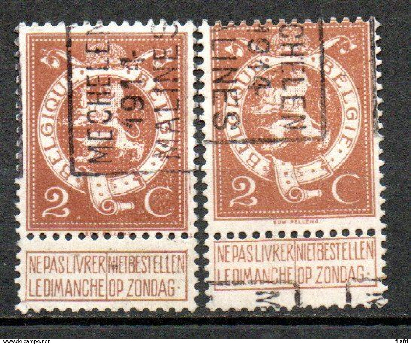 2365 Voorafstempeling Op Nr 109 - MECHELEN 1914 MALINES -  Positie A & B - Roulettes 1910-19