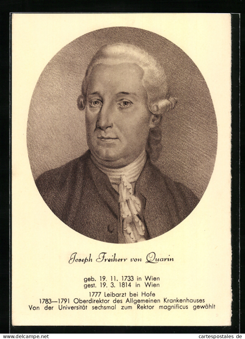 AK Portrait Joseph Freiherr Von Quarin, Lebensdaten  - Santé