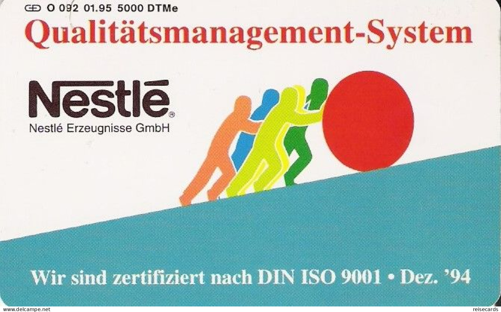 Germany: O 092 01.95 Nestlé Qualitätsmanagement-System. Mint - O-Series: Kundenserie Vom Sammlerservice Ausgeschlossen