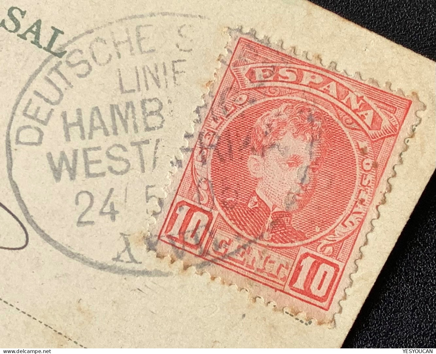 “DEUTSCHE SEEPOST LINIE HAMBURG WESTAFRIKA XXVII 1905” Tenerife Ppc España 10c (Spain Ship Mail Poste Maritime Cover - Briefe U. Dokumente