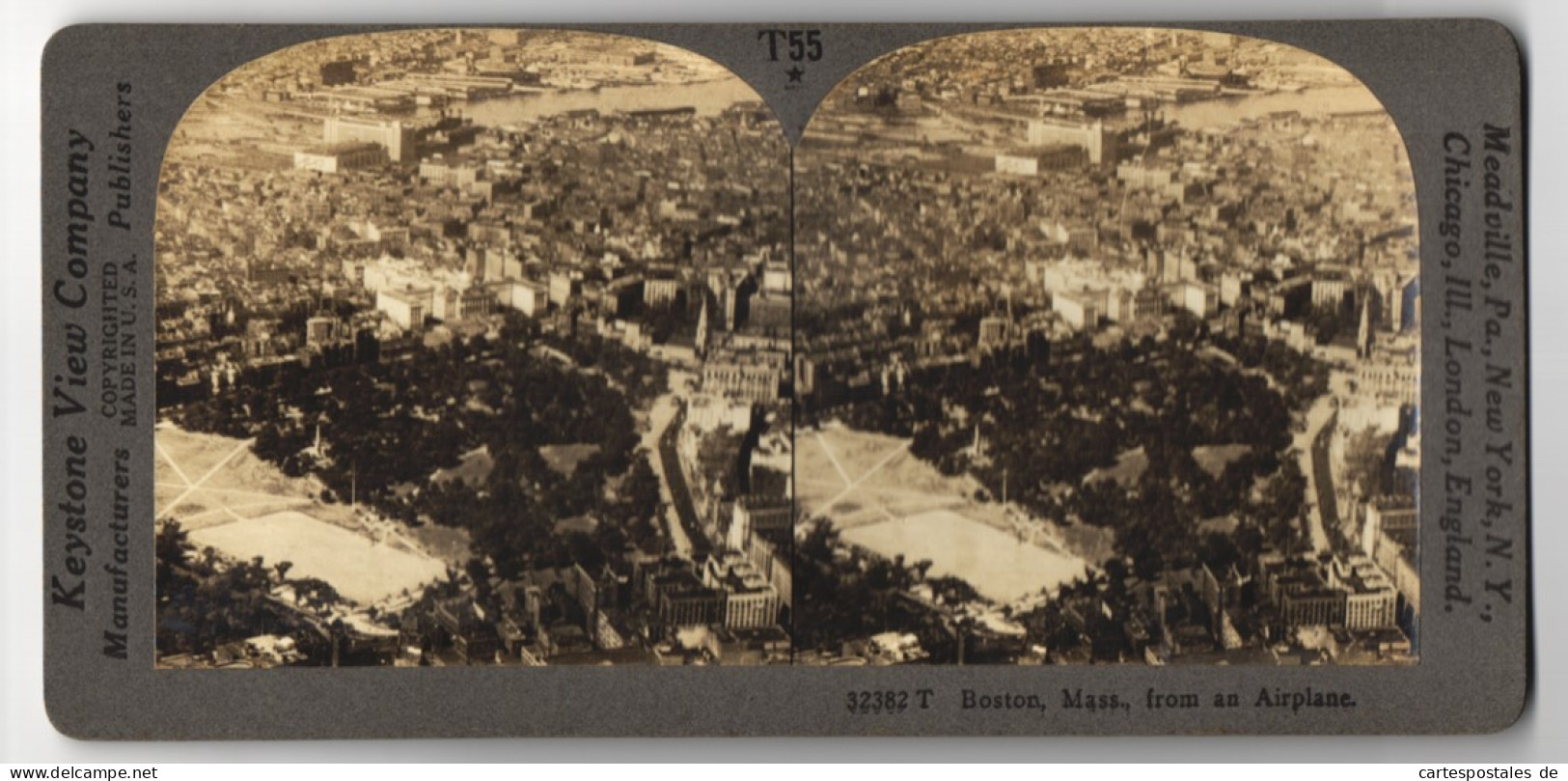 Stereo-Fotografie Keystone View Co., Meadville, Ansicht Boston / MA., View Of Boston Common Park And Part Of The City  - Stereo-Photographie