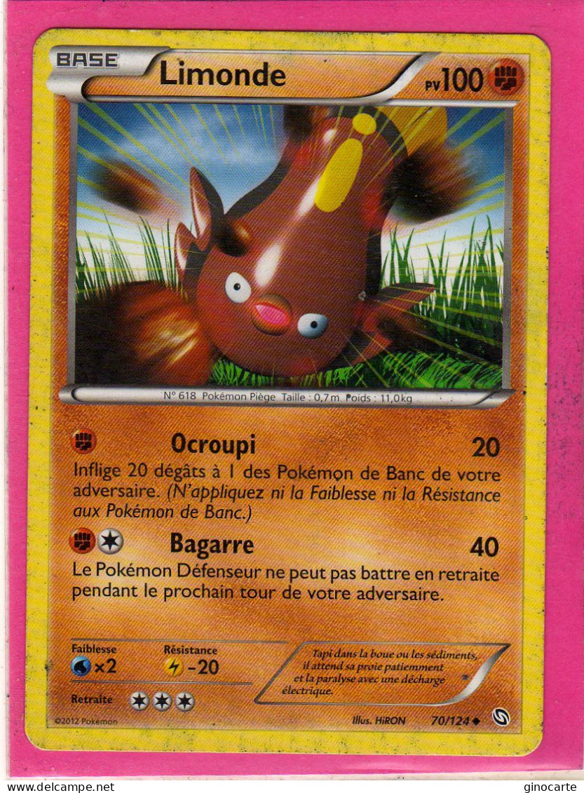 Carte Pokemon Francaise 2012 Noir Et Blanc Dragons Exaltés 70/124 Limonde 100pv Occasion - Noir & Blanc