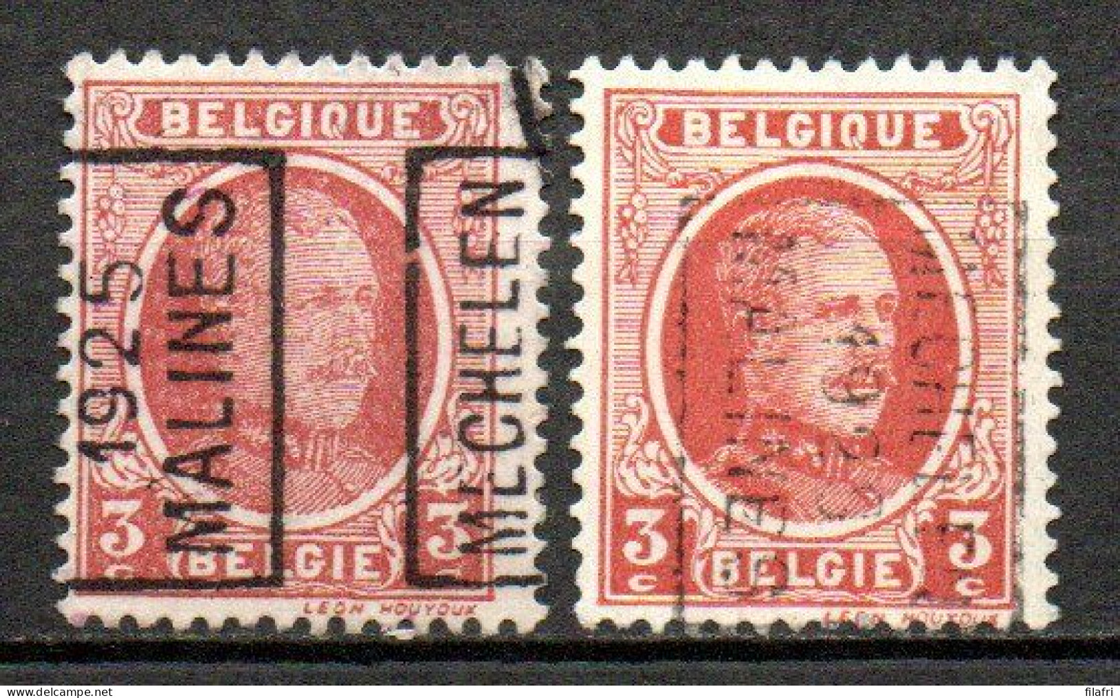 3539 Voorafstempeling Op Nr 192 - MECHELEN 1925 MALINES - Positie A & B - Roulettes 1920-29