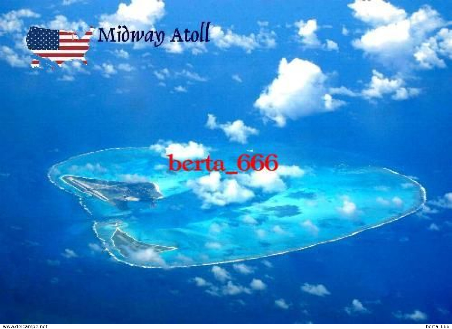 United States Midway Atoll Aerial View New Postcard - Midway-eilanden