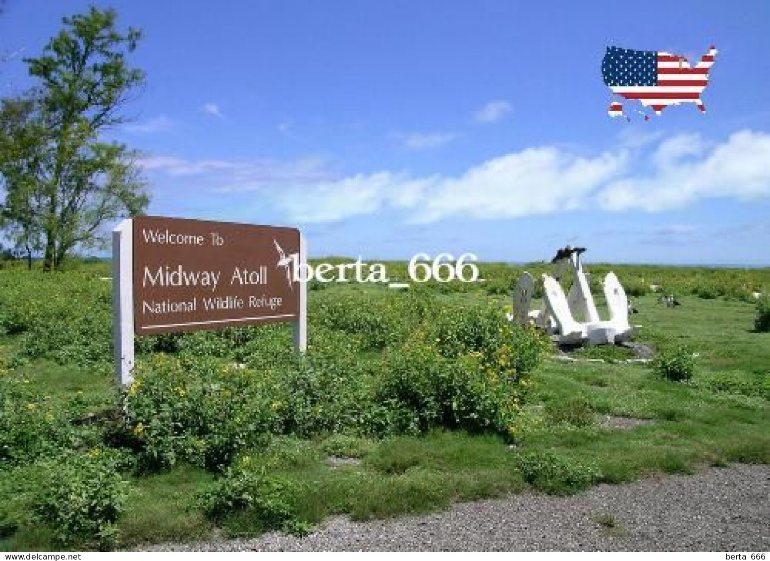 United States Midway Atoll Welcome Sign New Postcard - Islas Midway