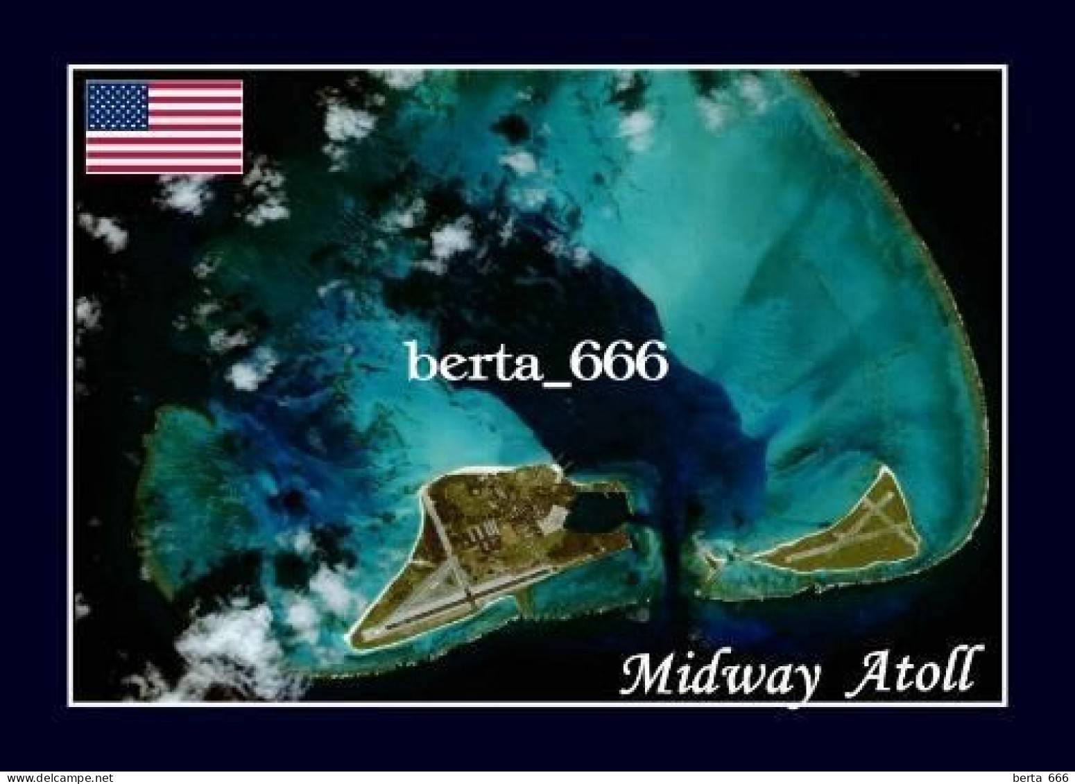 United States Midway Atoll Satellite View New Postcard - Midway Islands