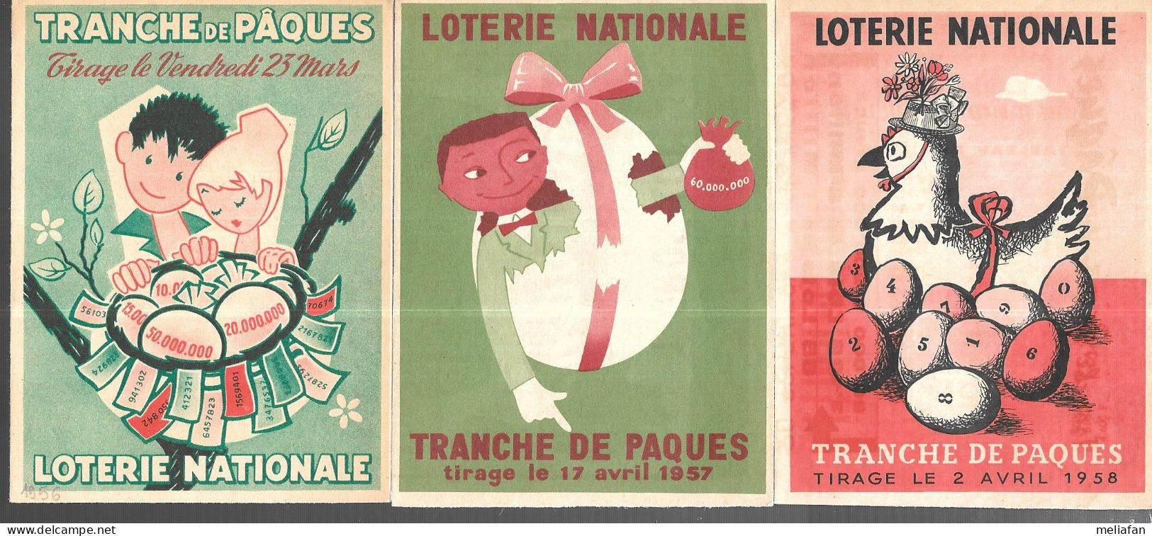 KB1883 - DEPLIANTS LOTERIE NATIONALE - TRANCHE DE PAQUES 1956 1957 1958 - Lottery Tickets