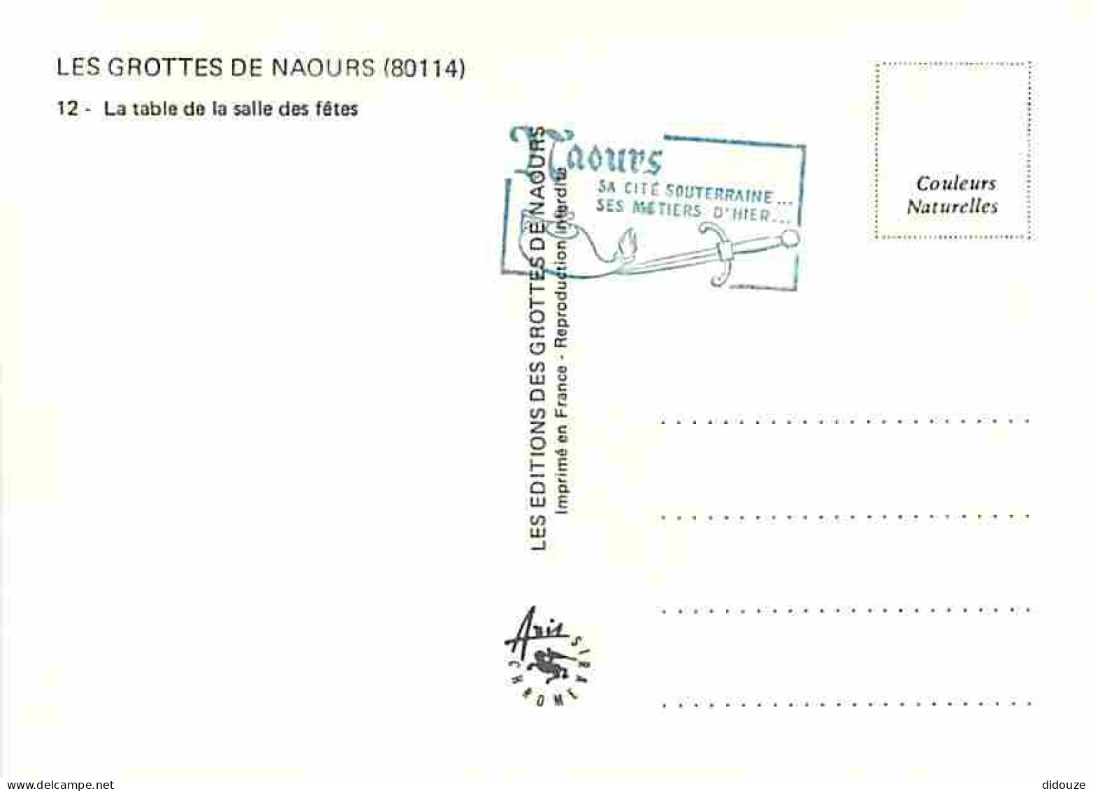 80 - Les Grottes De Naours - La Table De La Salle Des Fêtes  - Carte Neuve - CPM - Voir Scans Recto-Verso - Naours