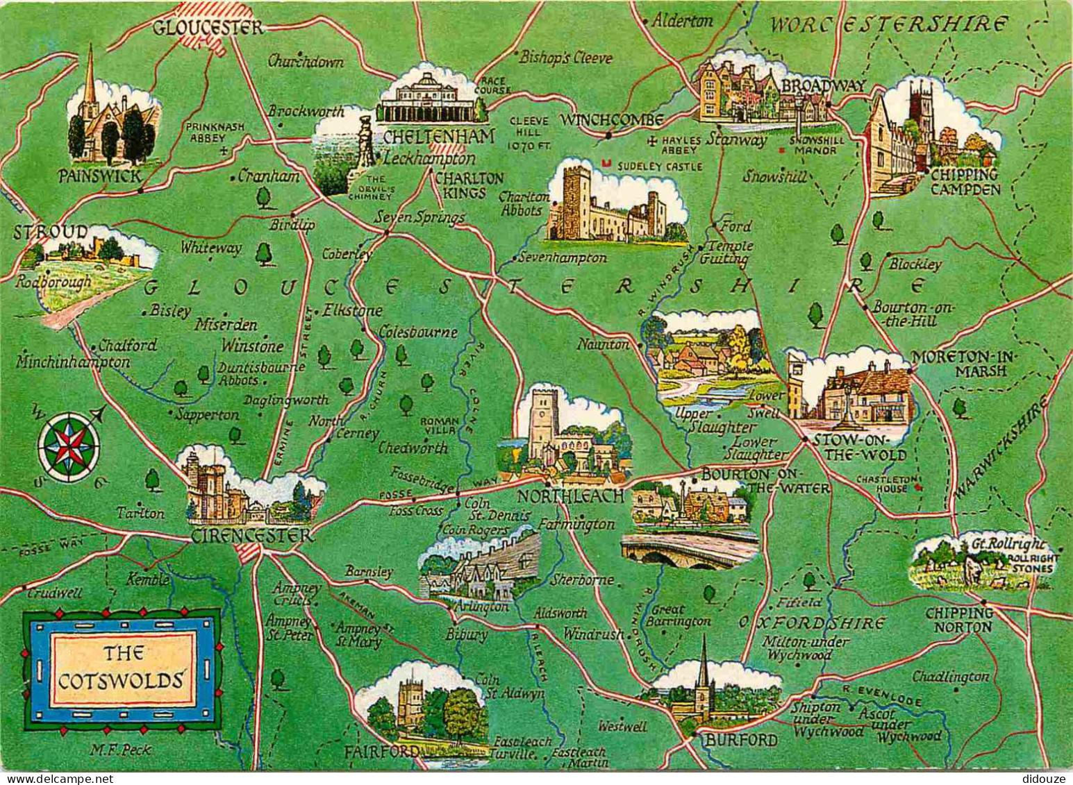 Angleterre - The Cotswolds - Carte Géographique - Gloucestershire - England - Royaume Uni - UK - United Kingdom - CPM -  - Other & Unclassified