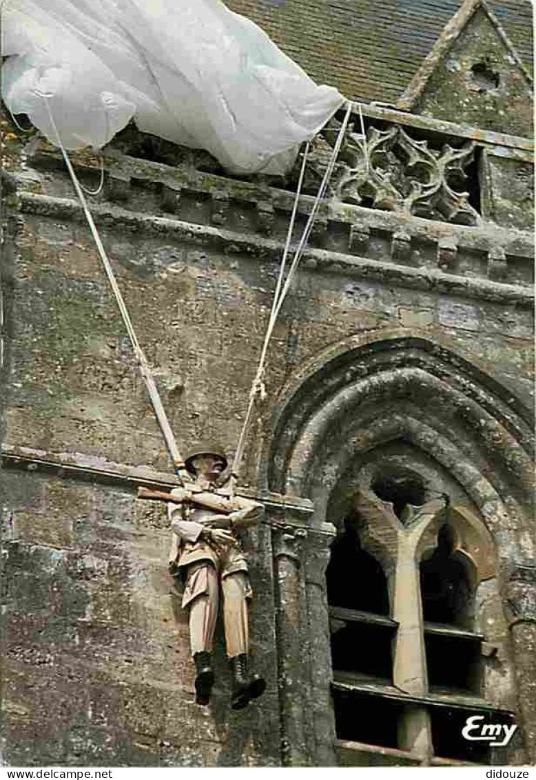 50 - Sainte Mère Eglise - L'Eglise - Le Clocher - Mannequin Représentant Le Parachutiste Américain John Steele - CPM - V - Sainte Mère Eglise