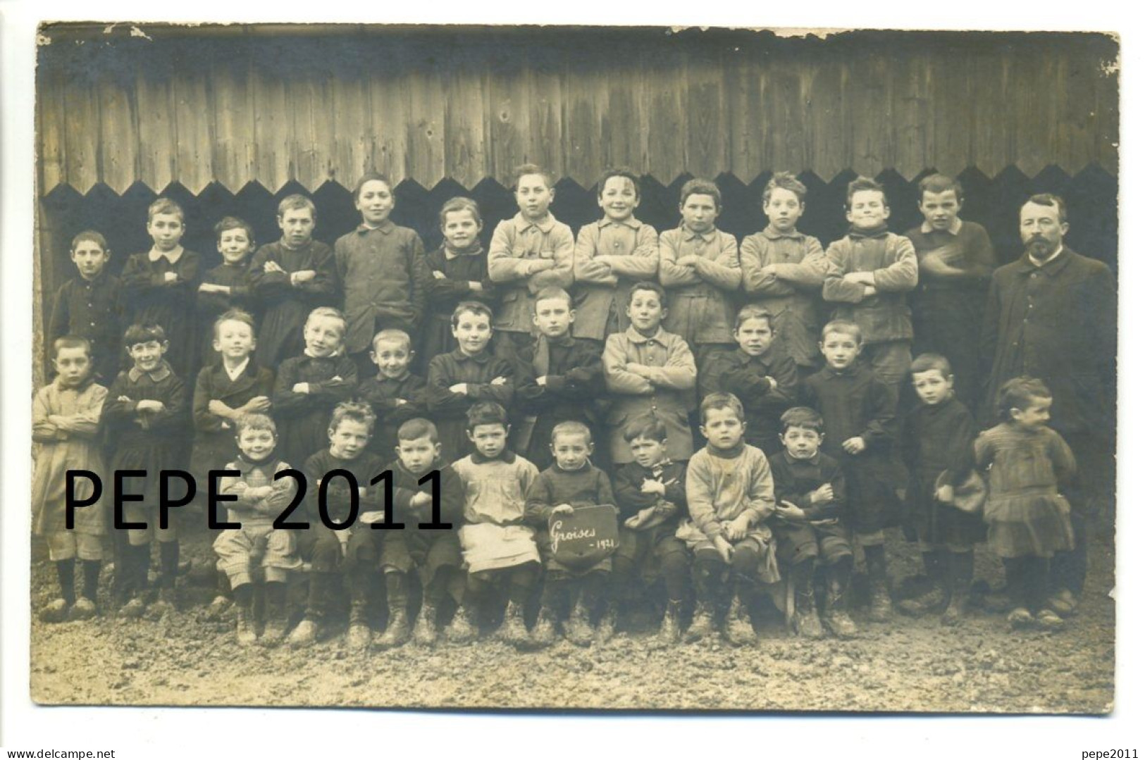 Carte Photo 18 Cher GROISES - Photo Classe Ecole Garçons, Instituteur, En 1921 - Sancergues