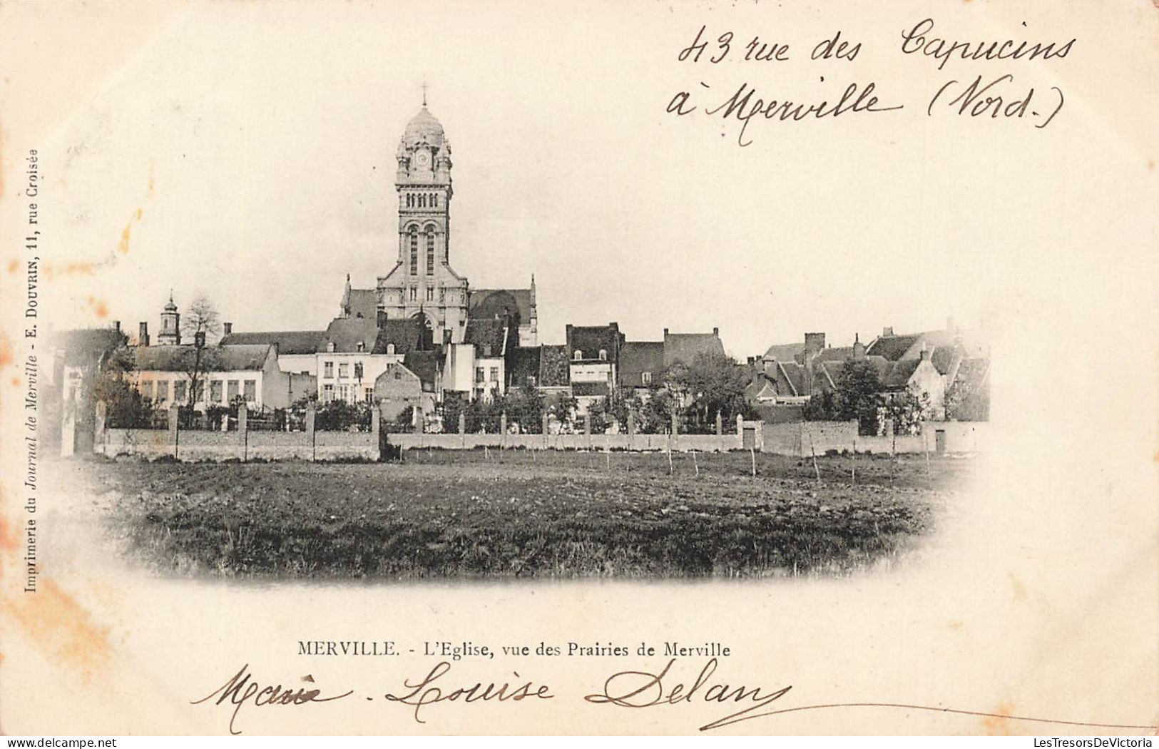 FRANCE - Merville - L'église Vue Des Prairies De Merville - Carte Postale Ancienne - Merville