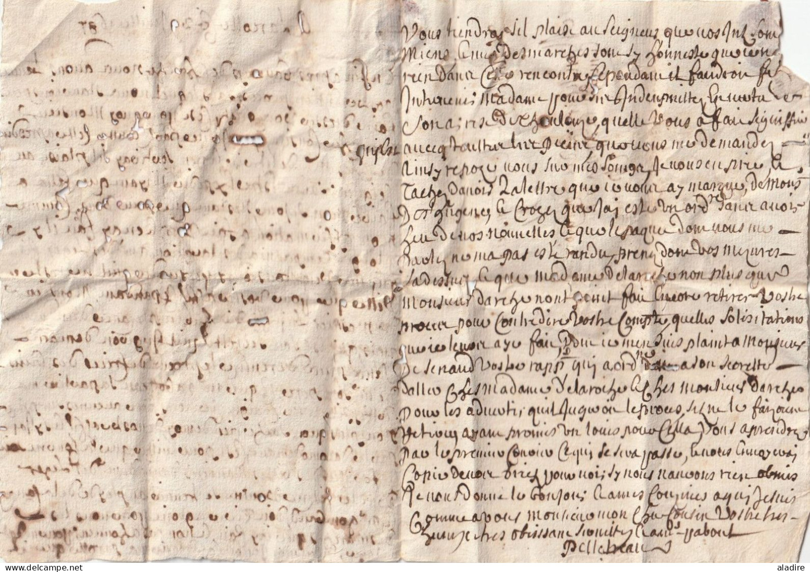 1684 - Lettre Pliée De 2 Pages De LA REOLE, Gironde Vers Poncy ? - Taxe 4 - Règne De Louis XIV - ....-1700: Vorläufer