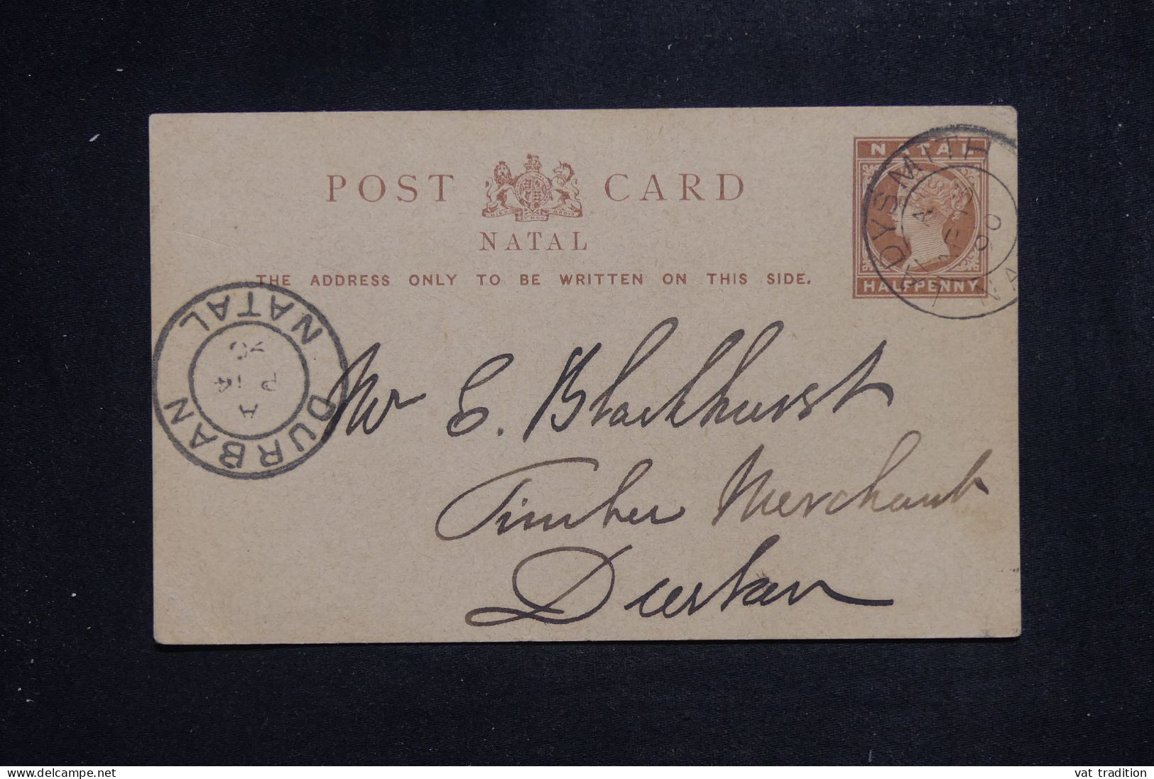 NATAL - Entier Postal De Ladysmith Pour Durban En 1890 - L 151451 - Natal (1857-1909)