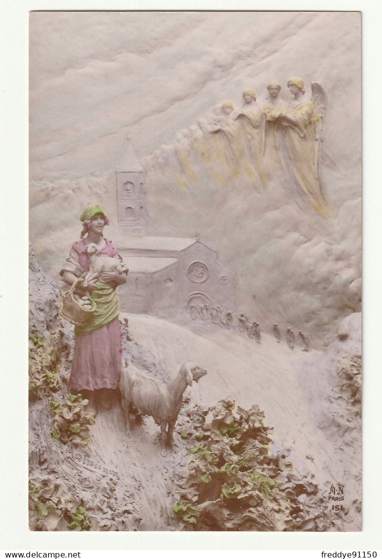 CPA Illustrateur . Mastroianni . Bergère Et Ses Moutons . Sculptobromure . N°151 - Mastroianni